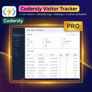Codersly Visitors Tracker PRO (1 Year License) | Full Visitor Log & Advanced Filters