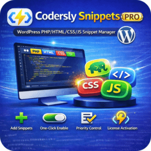 Codersly Snippets PRO – Advanced WordPress Snippets Plugin with 1 Year License