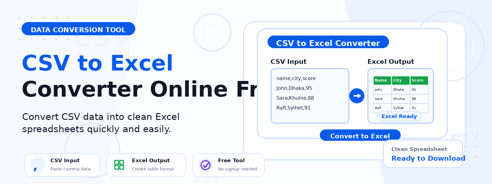 Free CSV to Excel Converter Online – Convert CSV Files to XLSX Workbooks