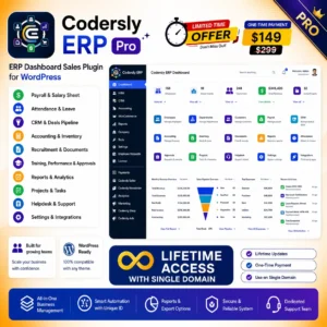 Codersly ERP Pro – ERP Dashboard Sales Plugin for WordPress – Lifetime Deal