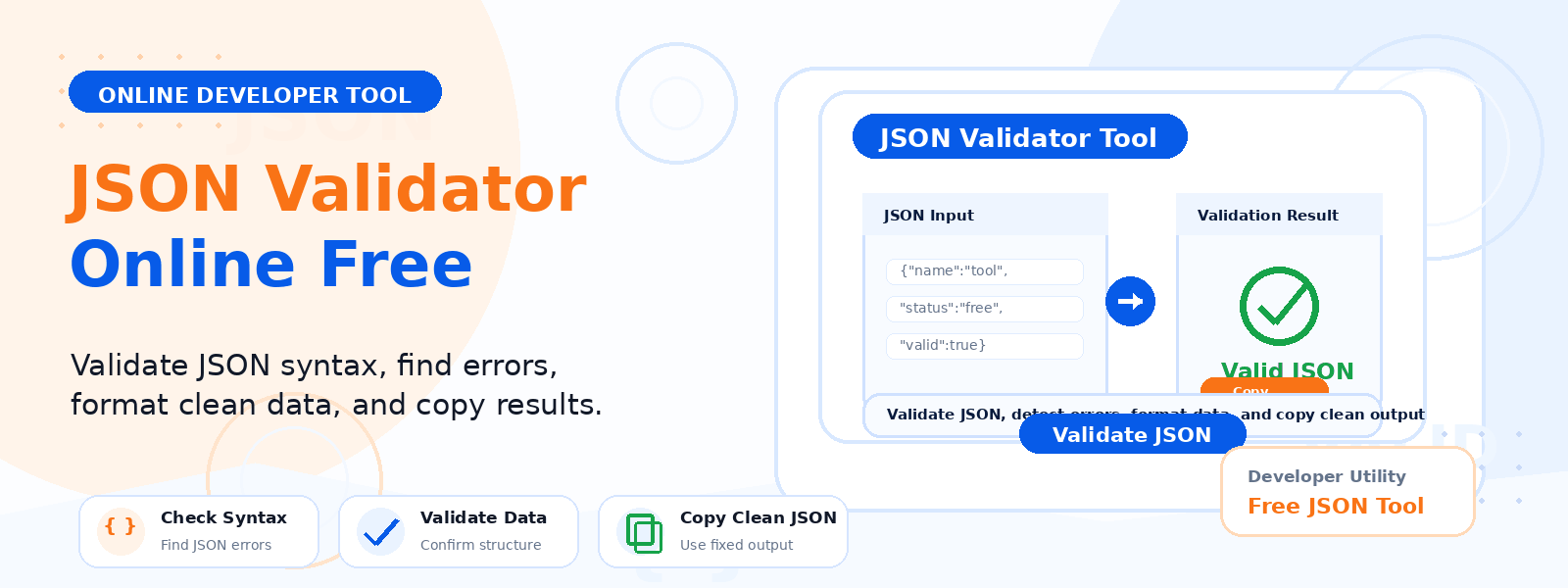 Free JSON Validator Online – Validate and Check JSON Syntax Instantly