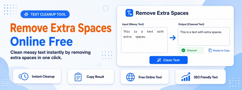 Free Remove Extra Spaces Online – Clean Extra Spaces and Tabs from Text