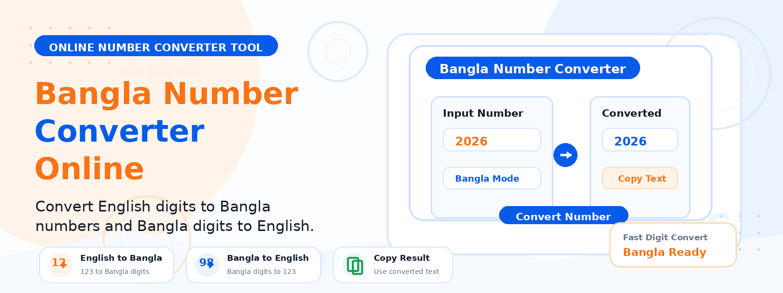Free Bangla Number Converter Online – Convert Bangla Digits to English and Vice Versa