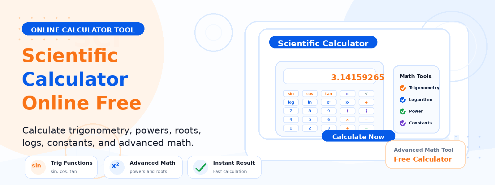 Free Scientific Calculator Online – Evaluate sin cos log sqrt and More