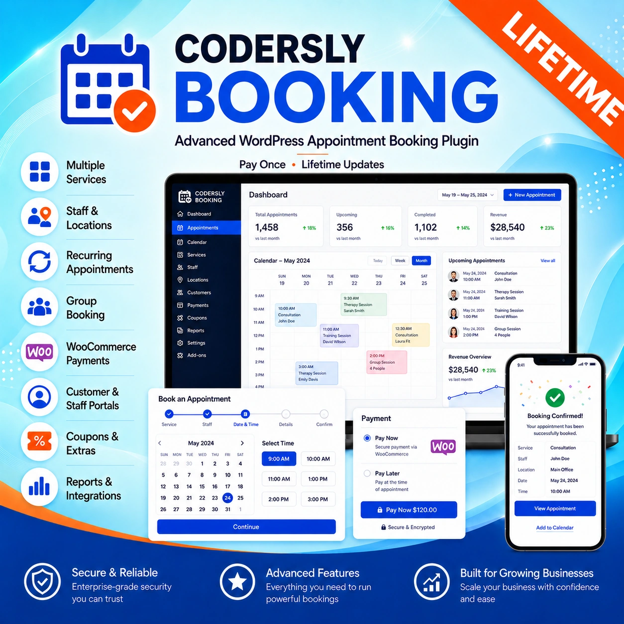 Codersly Booking Pro – WordPress Appointment Booking Plugin Lifetime License