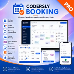 Codersly Booking Pro – Advanced WordPress Appointment Booking Plugin 1 Year License