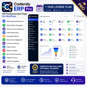 Codersly ERP Pro – ERP Dashboard Sales Plugin for WordPress (1 Year License)